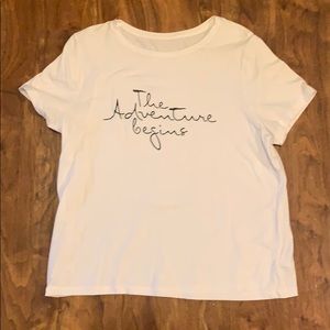 Xxl “The adventure begins” white t-shirt